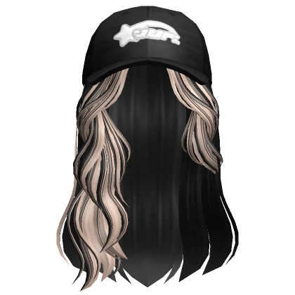 Messy Swept Wavy Hair w/ Black Cap (Black)