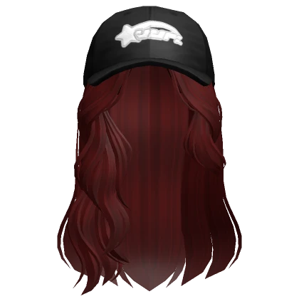 Messy Swept Wavy Hair w/ Black Cap (red)