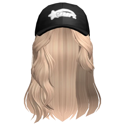 Messy Swept Wavy Hair w/ Black Cap (Blonde)