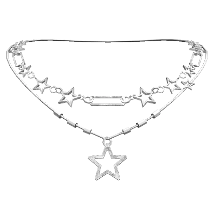 (3.0) Y2K Silver Layered Star Necklace