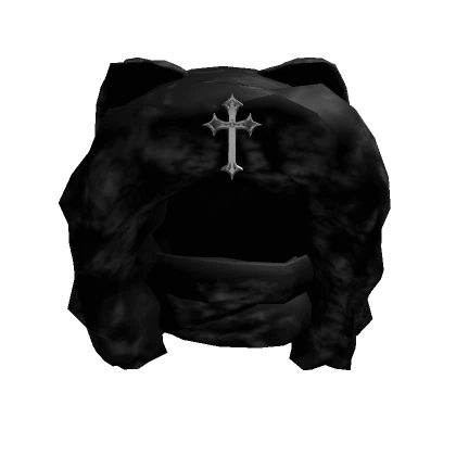 masked wolf fur hood w cross black 