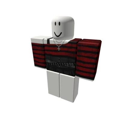 Red Grunge Striped Sweater Black Skirt