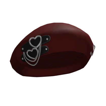Red Knit Heart Clip Beret