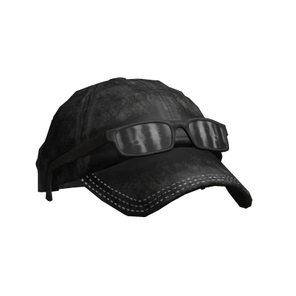 Distressed Washed Cap w/ Raised Glasses (Black 1)