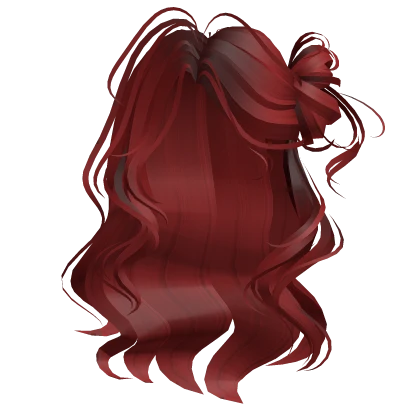 scarlet red wispy tropical waves w side bun