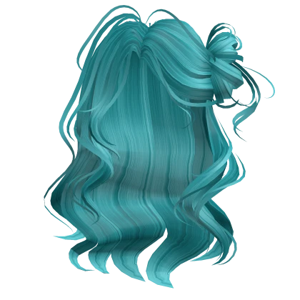 teal blue wispy tropical waves w side bun