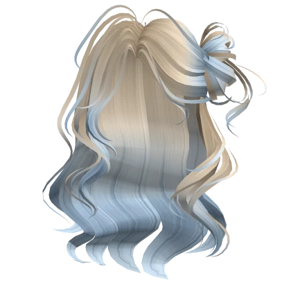 blonde to blue ombre wispy waves w side bun