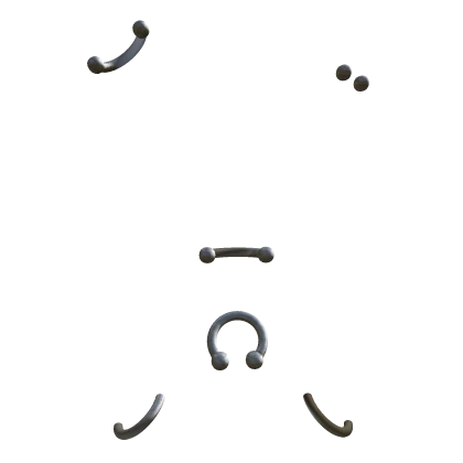 Emo Face Piercings Set (Silver)