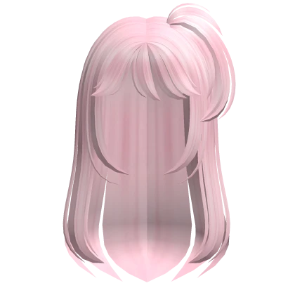 ♡ pink anime straight side ponytail hair