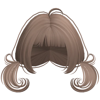 ♡ pastel brown swirly low small pigtails