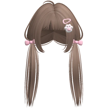 ♡ pastel brown straight low pigtails hairclip