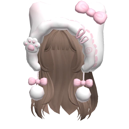 ♡ pastel brown kawaii layered hair with kitty hood