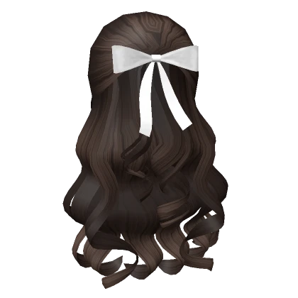 Trendy Summer Wavy Brown Hairstyle with White Bow