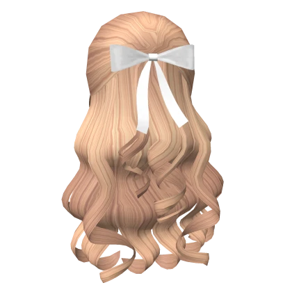 Trendy Summer Wavy Blonde Hairstyle with White Bow