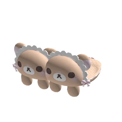 ୨୧ 3.0 kawaii bear maid slippers (brown)