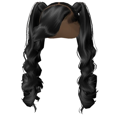 𝓖 Black Frontal Pigtails w/ Curled Bangs