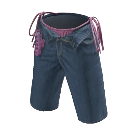 Blue Summer Beach Pink Bikini Cargo Shorts