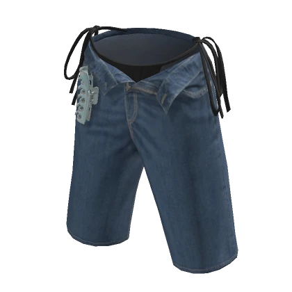 Blue Summer Beach Black Bikini Cargo Shorts