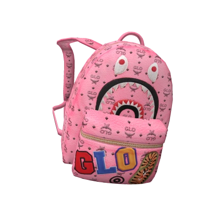 Pink Logo Glo Ent Shark Backpack Mens Off Shoulder