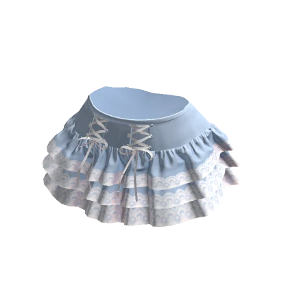 Blue 3 Layer Ruffle Skirt