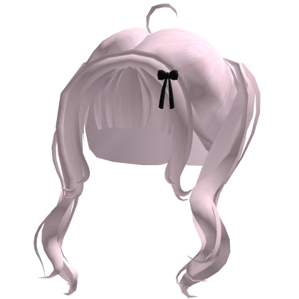 ୨୧ cutecore anime long pigtails w/ bow - soft pink