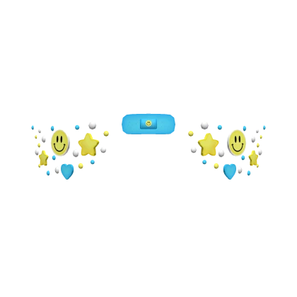 Blue Preppy Smiley Face Stickers (Upper)