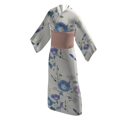 Japanese Yukata morning glory white/blue