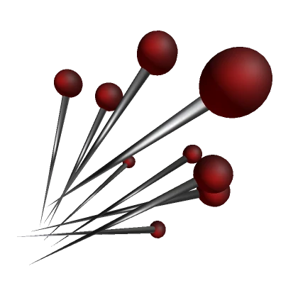 Red sewing pins