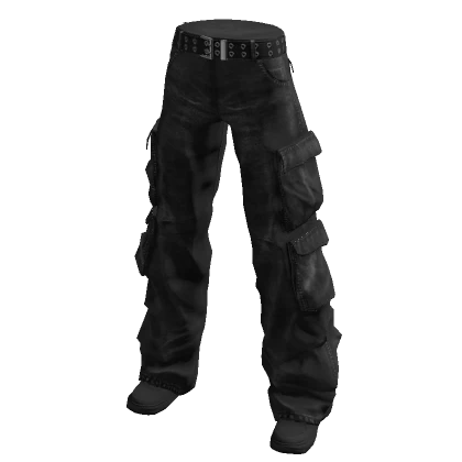 Black Denim Cargo Pants