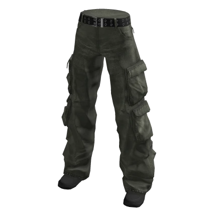 Denim Cargo Pants Green