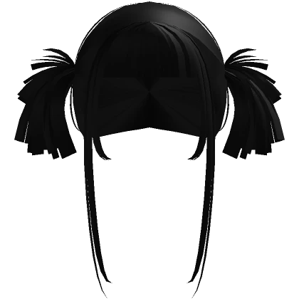 ☆ stylish fluffy emo pigtails black