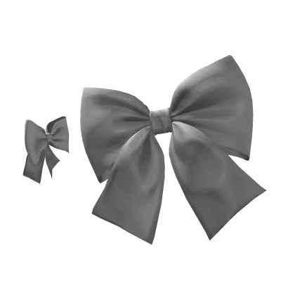 Side Bows Gray Hair Clips Double Bow Kawaii Chibi