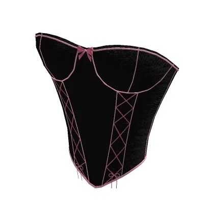 Lucy Set - Ribbon Corset | Black & Pink