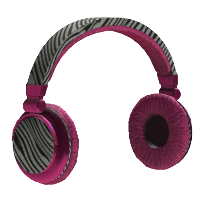 pink y2k scene zebra print headphones