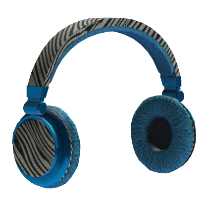 blue y2k scene zebra print headphones