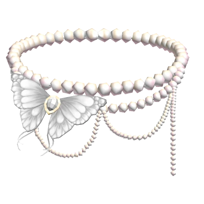 Fairy White Butterfly Silver Pearl Necklace