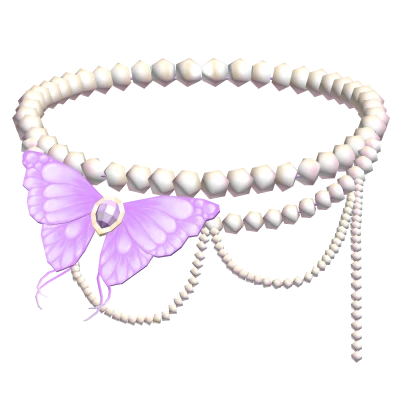Fairy Purple Butterfly Silver Pearl Necklace
