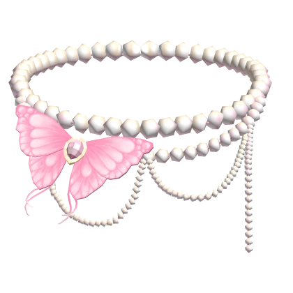 Fairy Pink Butterfly Silver Pearl Necklace