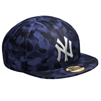 🌌Sideways Navy Bape Camo NY Fitted Hat🌌