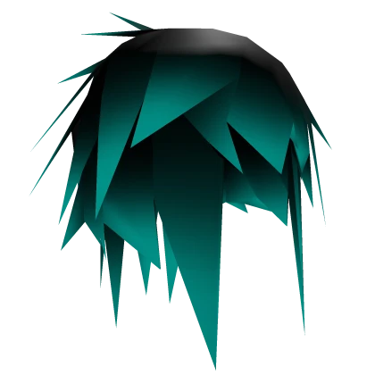 Ratty Low Poly Hair - Black to Cyan Gradient