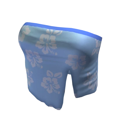 Blue Floral Summer Ruched Tube Top
