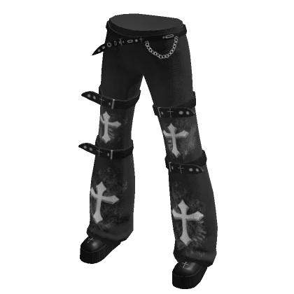 Y2k Gothic Jeans w Cross