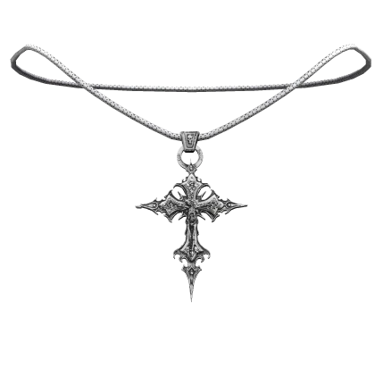 Silver Ornate Gothic Skeleton Cross Necklace (1.0)