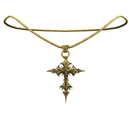 Gold Ornate Gothic Skeleton Cross Necklace (1.0)