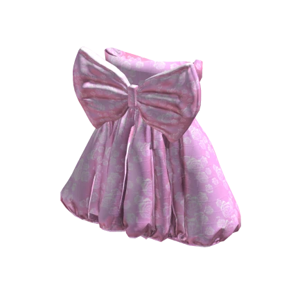 Y2K Hime Gyaru Pink Roses Big Ribbon Dress
