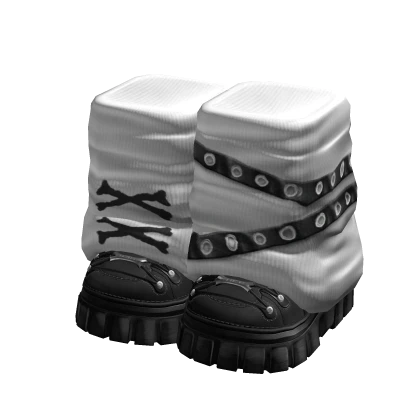 Y2K Belt Leg Warmers Chunky Platform Shoes White