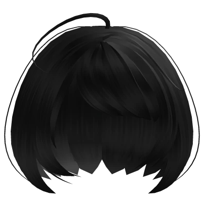 black short cute anime ahoge hair