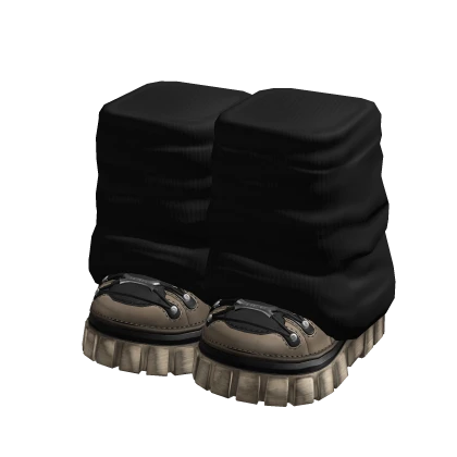 Y2K Leg Warmers Chunky Platform Shoes Black Beige