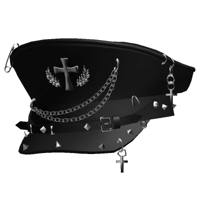 Y2K Goth Grunge Captain Hat Black/Silver