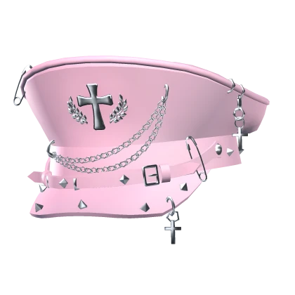 Y2K Goth Grunge Captain Hat Pink/Silver